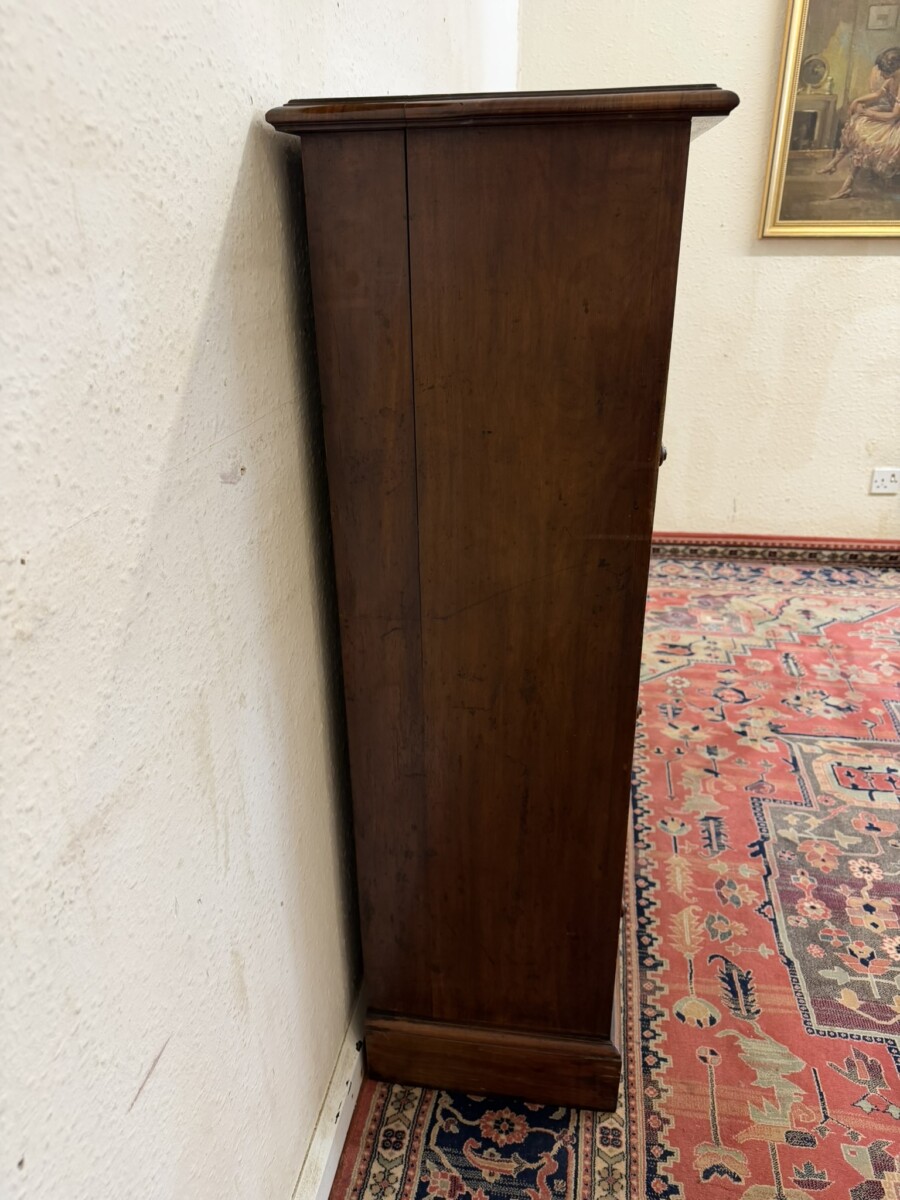 ANTIQUE CARVED WALNUT THREE DOOR BARRISTERS CABINET CIRCA 1910 - Image 9