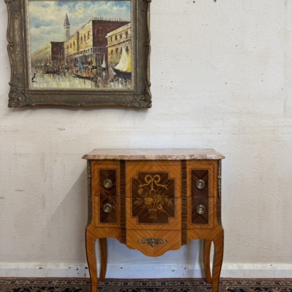 FRENCH NEAT SIZE KINGWOOD MARBLE TOP COMMODE/CHEST OF DRAWERS CIRCA 1950