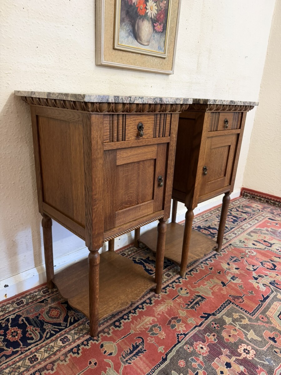 PAIR OF FRENCH ART DECO MARBLE TOP BEDSIDE CABINETS/CUPBOARDS CIRCA 1920 - Image 2