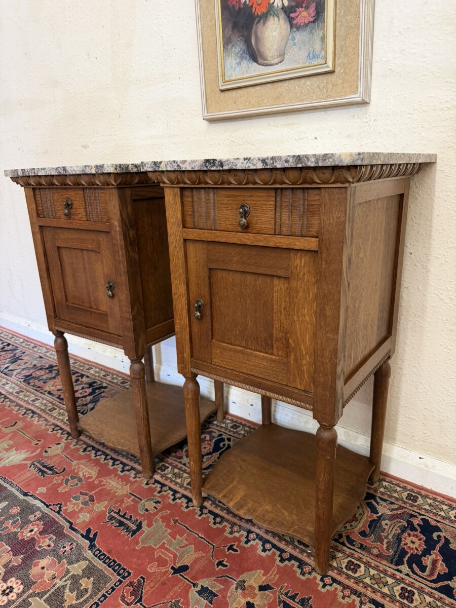 PAIR OF FRENCH ART DECO MARBLE TOP BEDSIDE CABINETS/CUPBOARDS CIRCA 1920 - Image 3