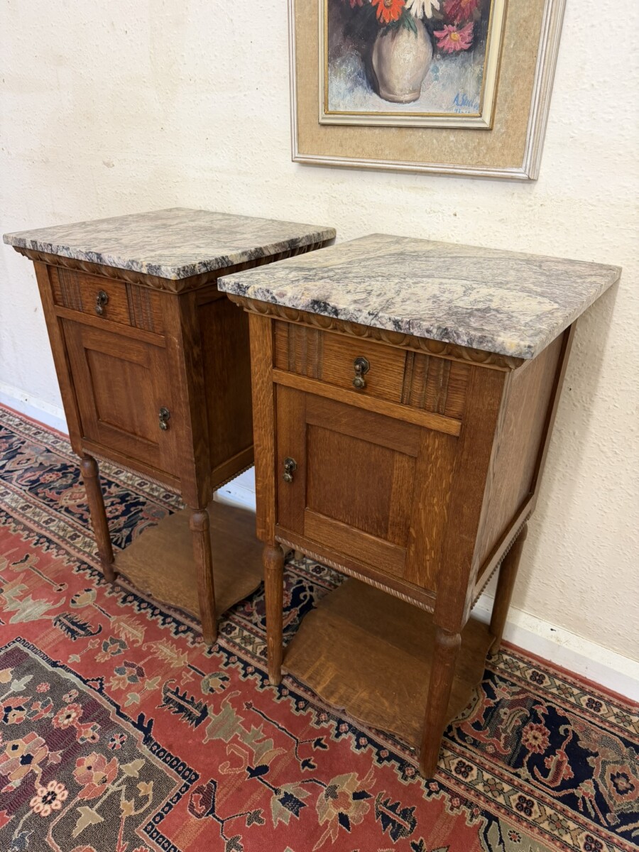 PAIR OF FRENCH ART DECO MARBLE TOP BEDSIDE CABINETS/CUPBOARDS CIRCA 1920 - Image 4