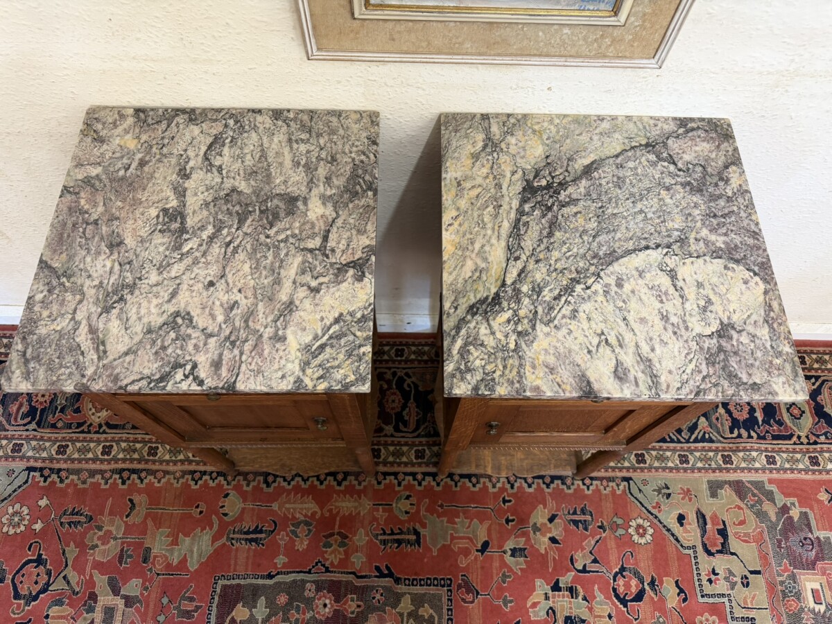 PAIR OF FRENCH ART DECO MARBLE TOP BEDSIDE CABINETS/CUPBOARDS CIRCA 1920 - Image 5