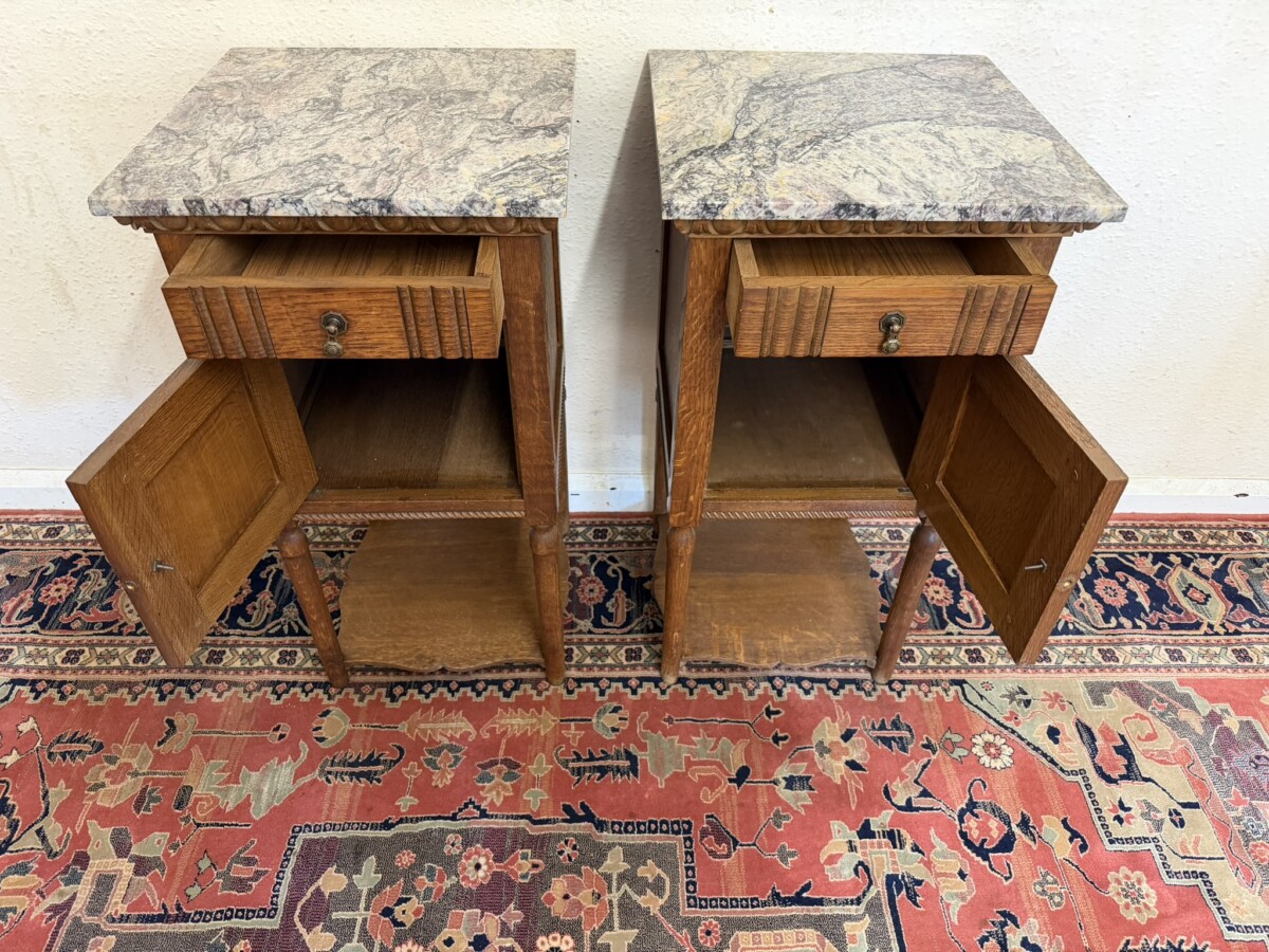 PAIR OF FRENCH ART DECO MARBLE TOP BEDSIDE CABINETS/CUPBOARDS CIRCA 1920 - Image 6