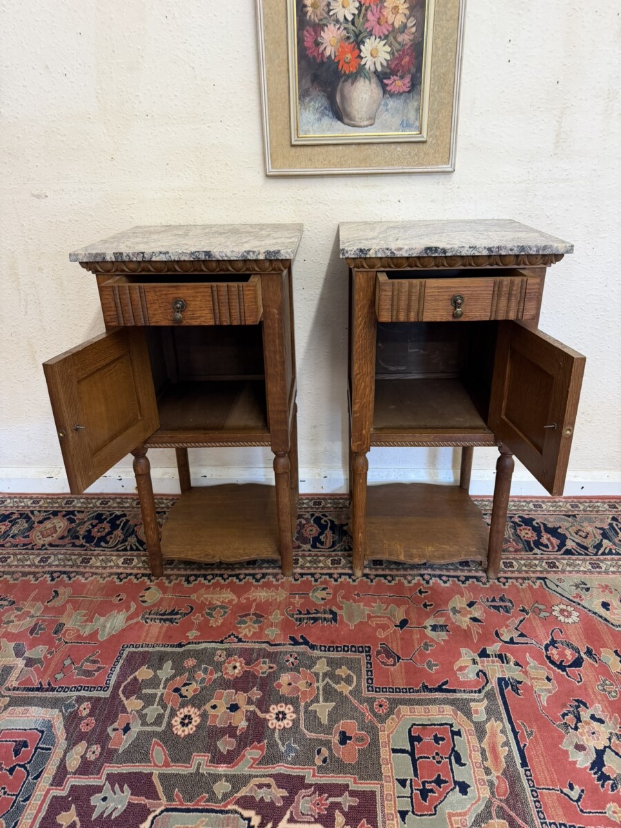 PAIR OF FRENCH ART DECO MARBLE TOP BEDSIDE CABINETS/CUPBOARDS CIRCA 1920 - Image 7