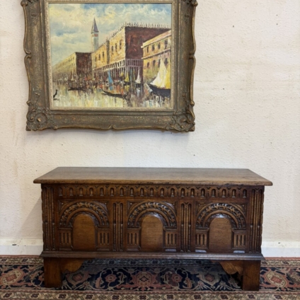 TITCHMARSH AND GOODWIN CARVED OAK COFFER/STORAGE CHEST