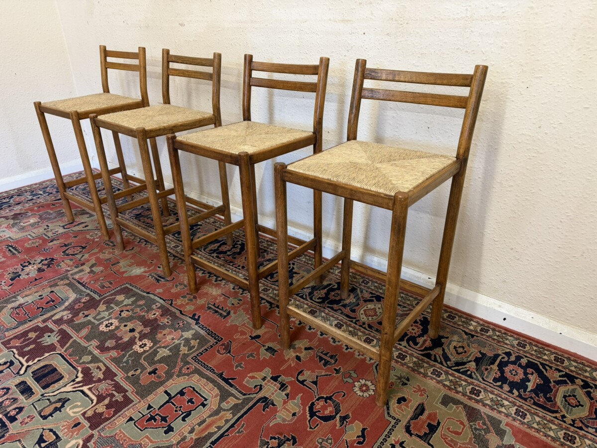 MID CENTURY MODERN SET OF FOUR TEAK STOOLS CIRCA 1960 - Image 3