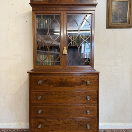 QUALITY INLAID MAHOGANY SECTRETAIRE BOOKCASE CIRCA 1930
