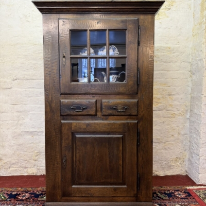 ANTIQUE GLAZED OAK HOUSEKEEPERS CUPBOARD/LIVERY CUPBOARD CIRCA 1920