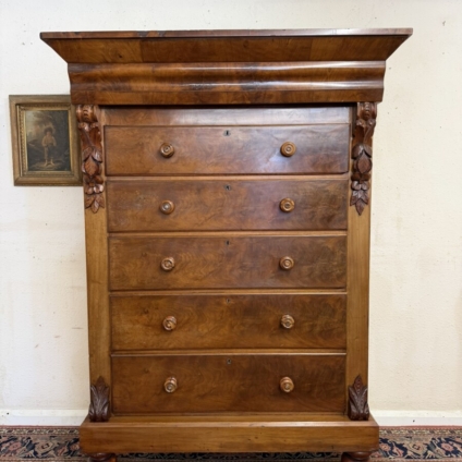 ENORMOUS ANTIQUE FLAME MAHOGANY CHEST OF DRAWERS CIRCA 1880