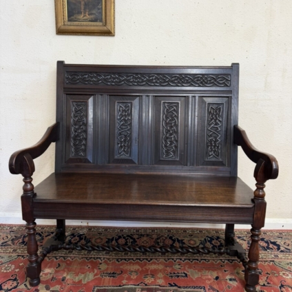 QUALITY ANTIQUE CARVED OAK SETTLE/BENCH/SEAT CIRCA 1900