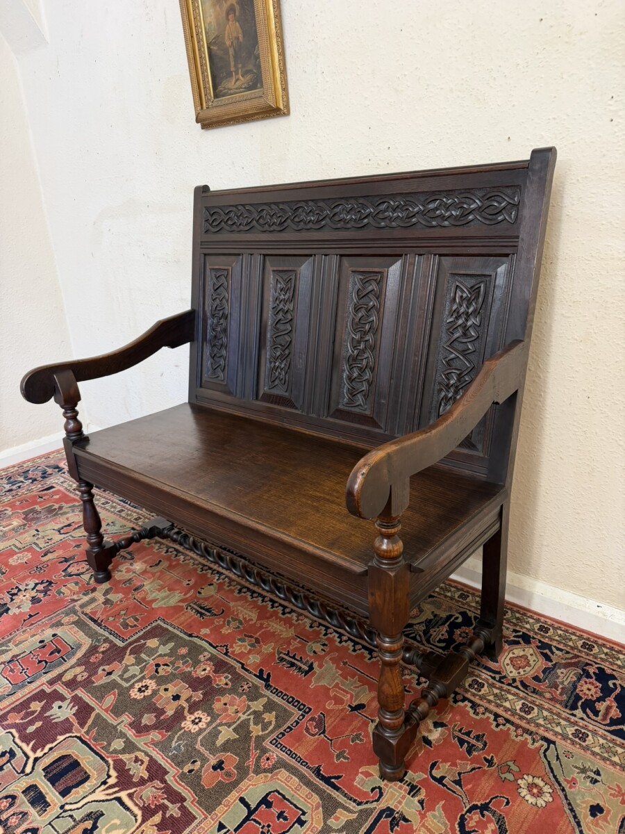 QUALITY ANTIQUE CARVED OAK SETTLE/BENCH/SEAT CIRCA 1900 - Image 2