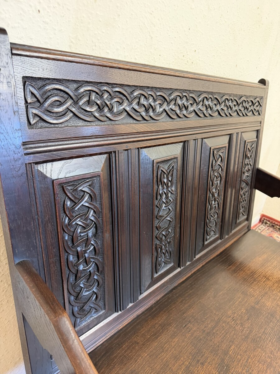 QUALITY ANTIQUE CARVED OAK SETTLE/BENCH/SEAT CIRCA 1900 - Image 4