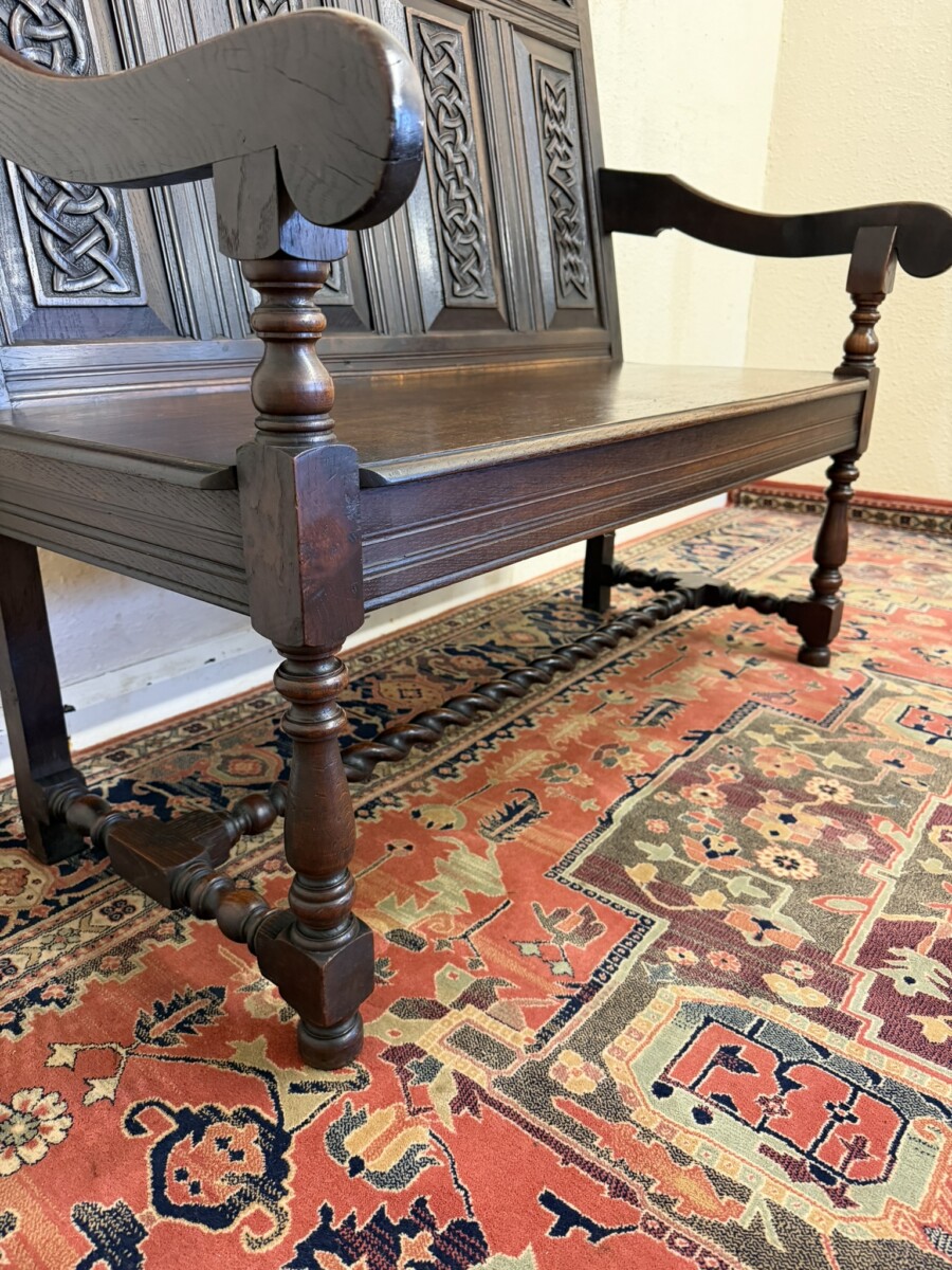QUALITY ANTIQUE CARVED OAK SETTLE/BENCH/SEAT CIRCA 1900 - Image 5