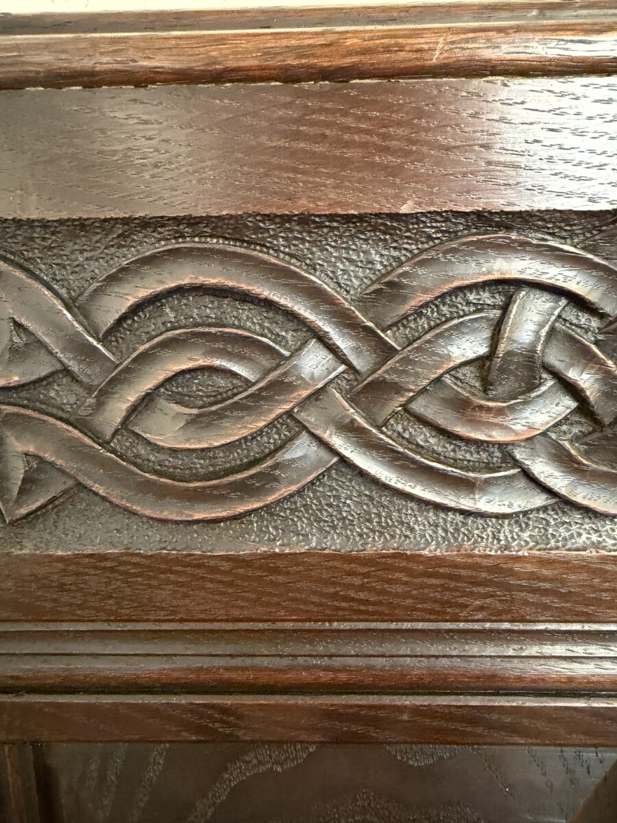 QUALITY ANTIQUE CARVED OAK SETTLE/BENCH/SEAT CIRCA 1900 - Image 6