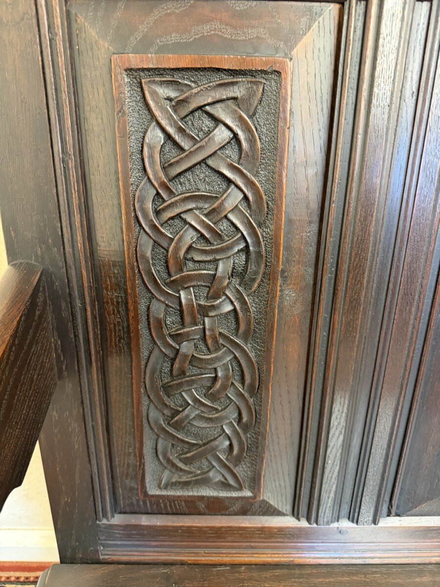 QUALITY ANTIQUE CARVED OAK SETTLE/BENCH/SEAT CIRCA 1900 - Image 7