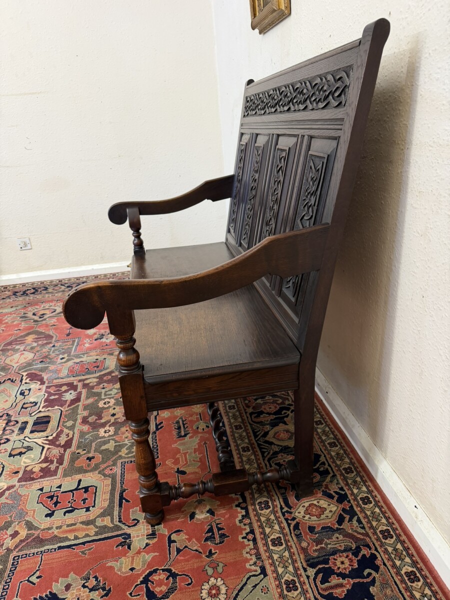 QUALITY ANTIQUE CARVED OAK SETTLE/BENCH/SEAT CIRCA 1900 - Image 11