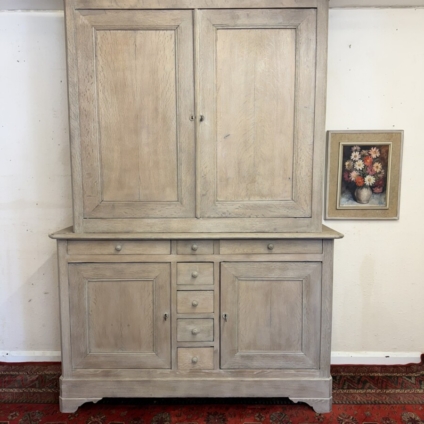 ANTIQUE FRENCH LIMED OAK HOUSEKEEPERS CUPBOARD CIRCA 1830