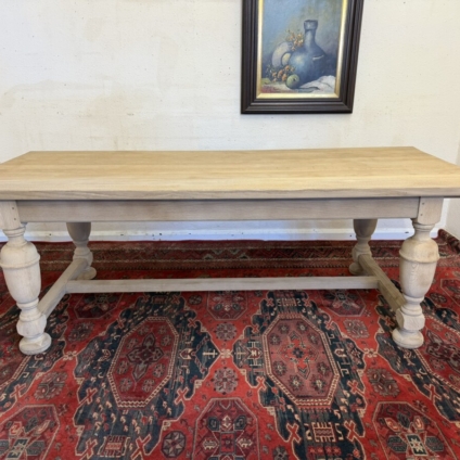 FRENCH RAW OAK REFECTORY TABLE CIRCA 1950