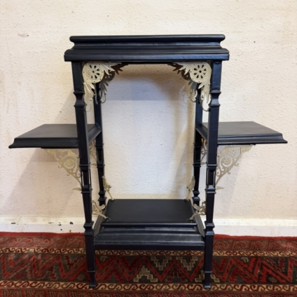 ANTIQUE BLACK METAL STAND WITH GILT DECORATION CIRCA 1910