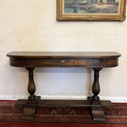 QUALITY CURVED OAK CONSOLE TABLE