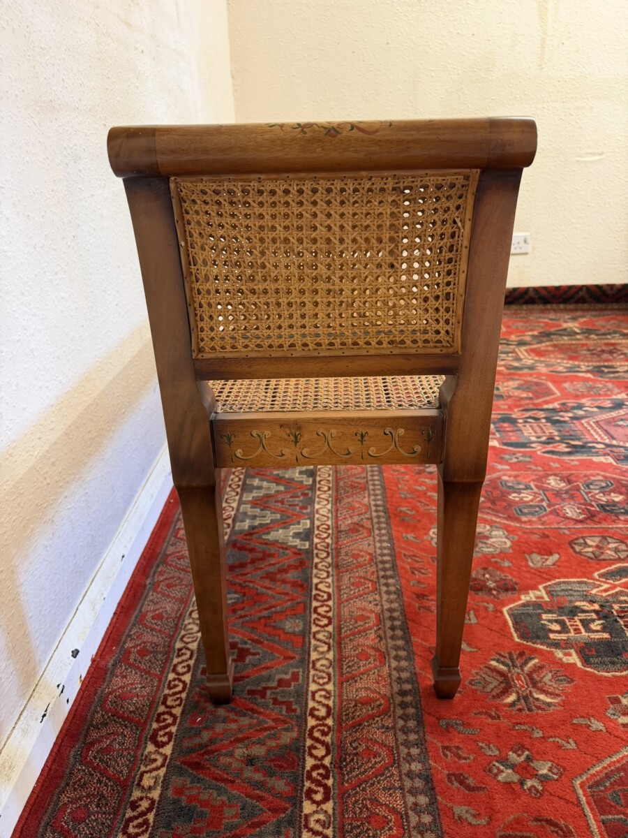 MAHOGANY HAND PAINTED CANE SEAT/BENCH - Image 5