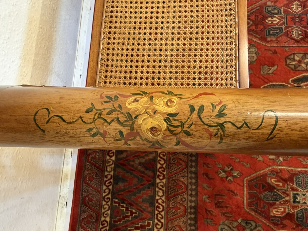 MAHOGANY HAND PAINTED CANE SEAT/BENCH - Image 6