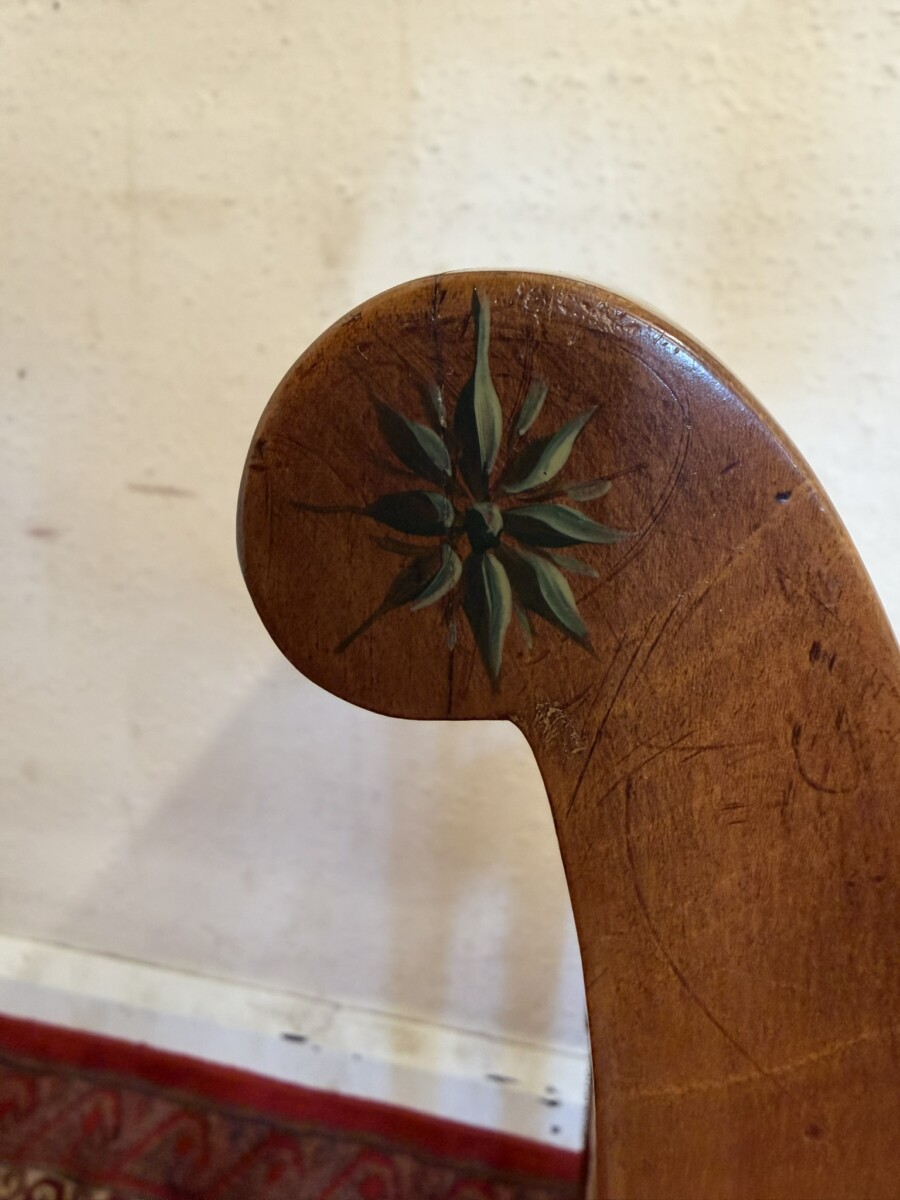 MAHOGANY HAND PAINTED CANE SEAT/BENCH - Image 8