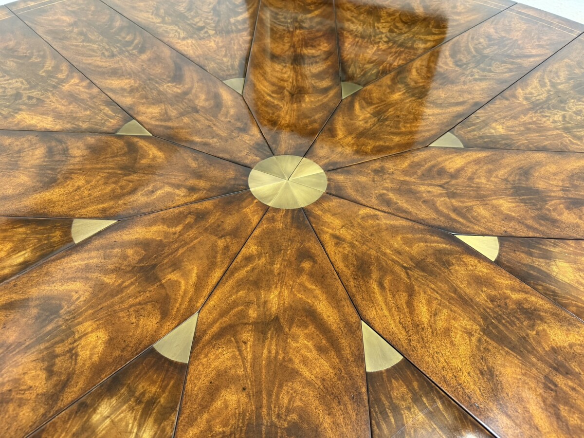REGENCY STYLE FLAME MAHOGANY THEODORE ALEXANDER ROUND JUPE TABLE - Image 2