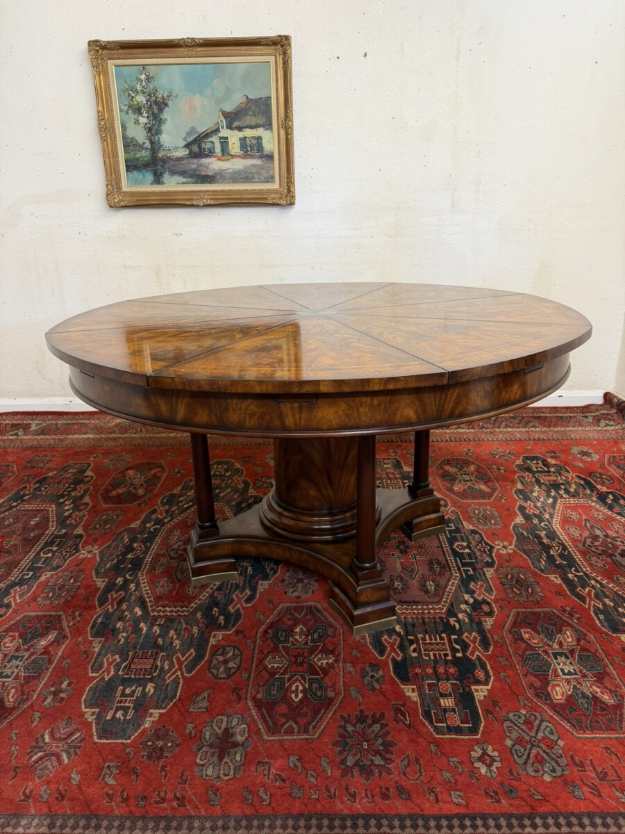REGENCY STYLE FLAME MAHOGANY THEODORE ALEXANDER ROUND JUPE TABLE - Image 12