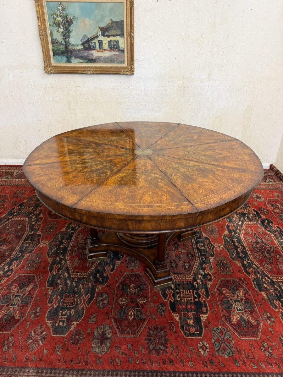 REGENCY STYLE FLAME MAHOGANY THEODORE ALEXANDER ROUND JUPE TABLE - Image 13