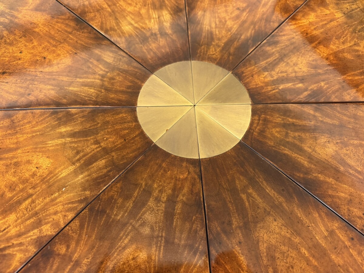 REGENCY STYLE FLAME MAHOGANY THEODORE ALEXANDER ROUND JUPE TABLE - Image 14