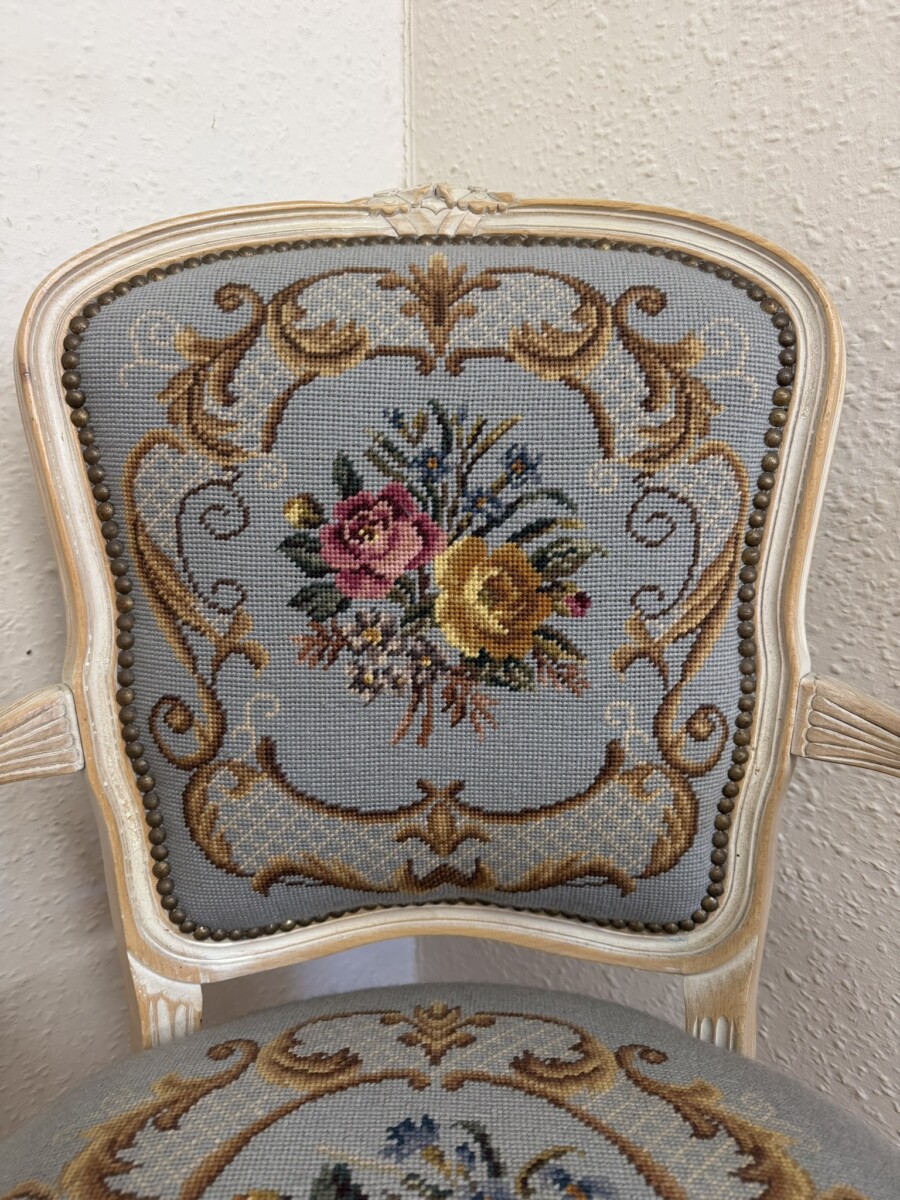 FRENCH LIMED NEEDLEPOINT ARMCHAIR - Image 3