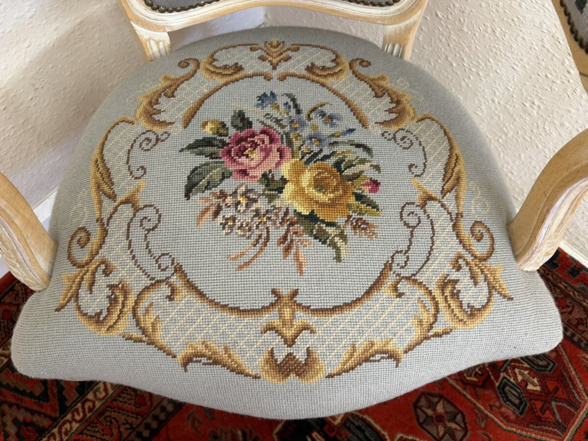 FRENCH LIMED NEEDLEPOINT ARMCHAIR - Image 6