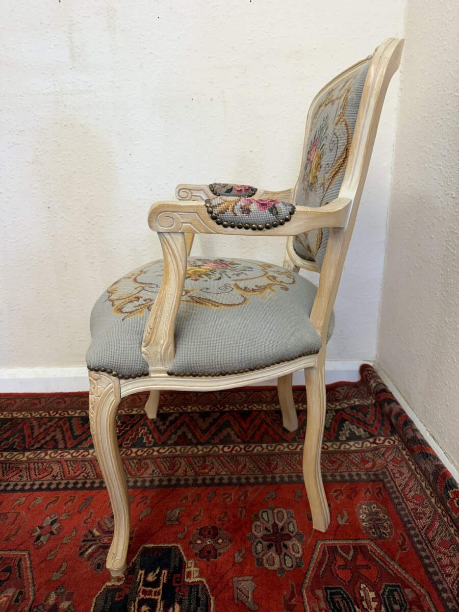 FRENCH LIMED NEEDLEPOINT ARMCHAIR - Image 10