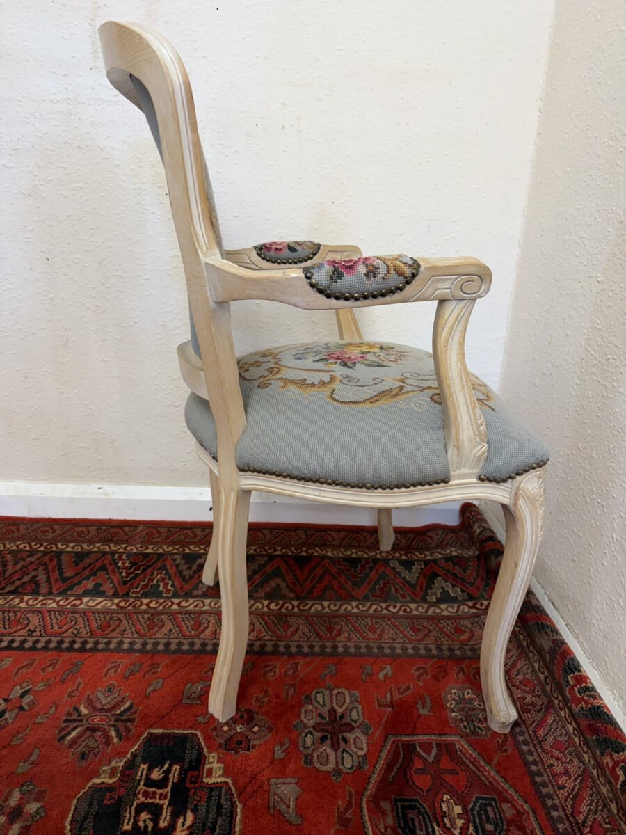 FRENCH LIMED NEEDLEPOINT ARMCHAIR - Image 12