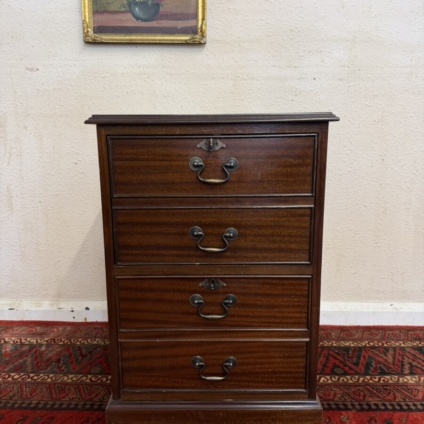 MAHOGANY LEATHER TOPPED TWO DRAWER FILING CABINET