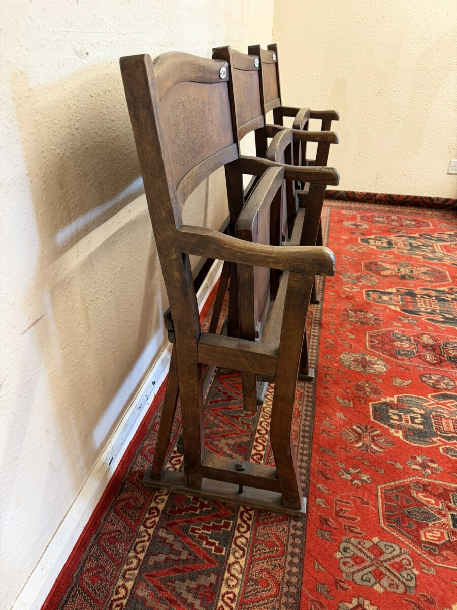 ANTIQUE BENTWOOD THREE SEAT CINEMA BENCH CIRCA 1920 - Image 6
