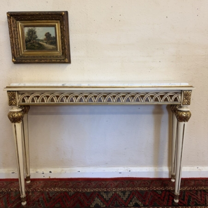 FRENCH MARBLE TOP CREAM AND GILT CONSOLE