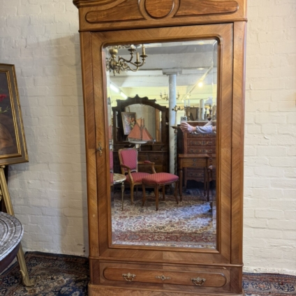 ANTIQUE FRENCH WALNUT MIRROR DOOR ARMOIRE/WARDOBE CIRCA 1890