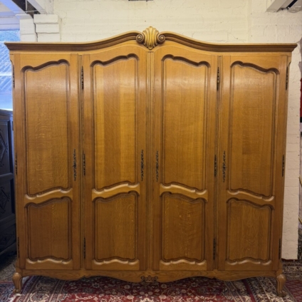 FRENCH OAK FOUR DOOR ARMOIRE/WARDROBE
