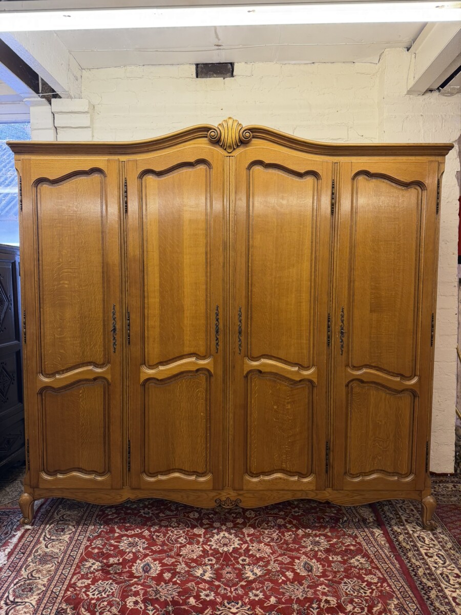 FRENCH OAK FOUR DOOR ARMOIRE/WARDROBE