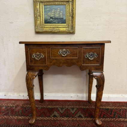 QUALITY BURR WALNUT LOWBOY/SIDE TABLE