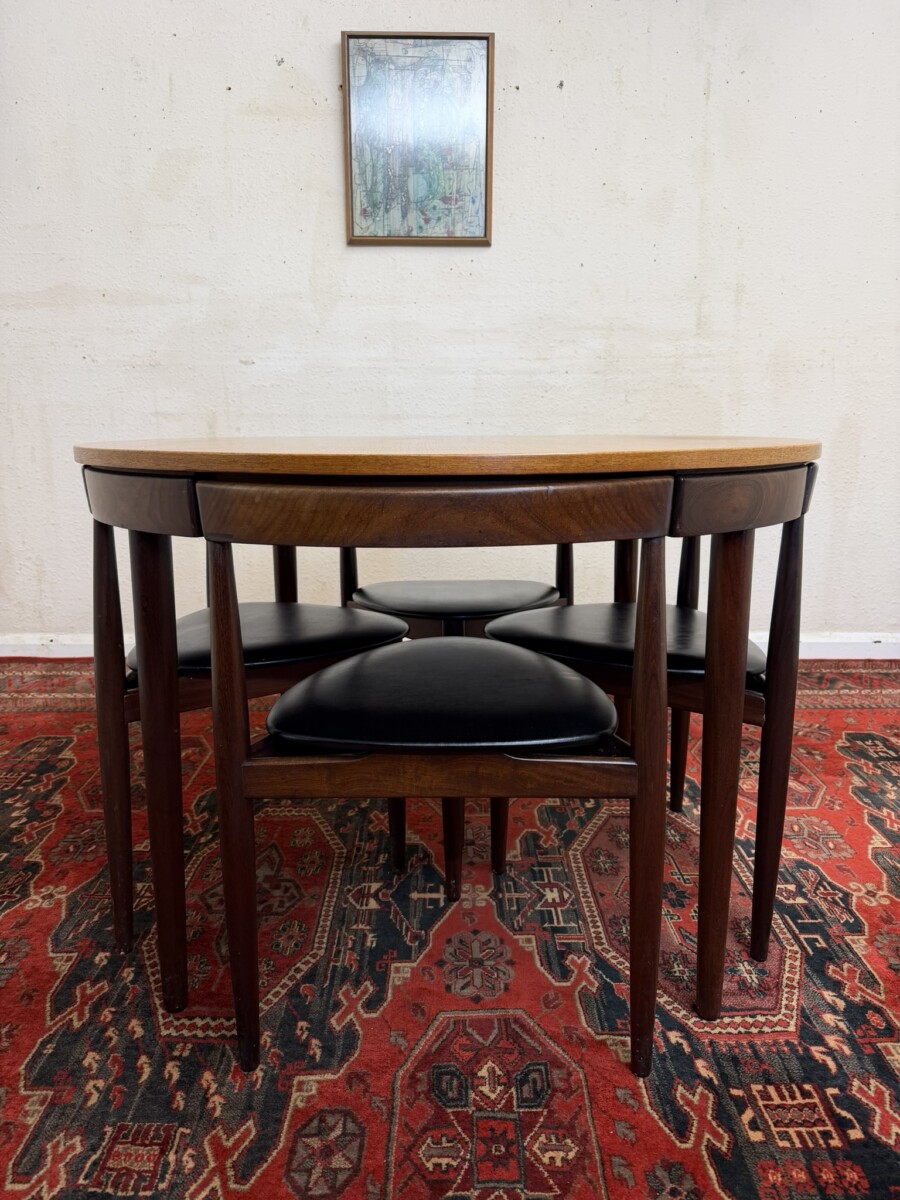 HANS OLSEN FREM ROJLE DANISH MID CENTURY TEAK ROUNDETTE TABLE & CHAIRS CIRCA 1960
