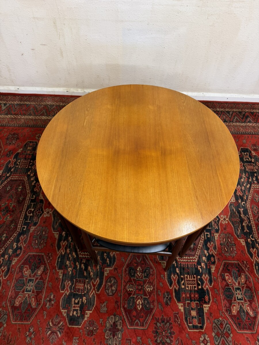 HANS OLSEN FREM ROJLE DANISH MID CENTURY TEAK ROUNDETTE TABLE & CHAIRS CIRCA 1960 - Image 6