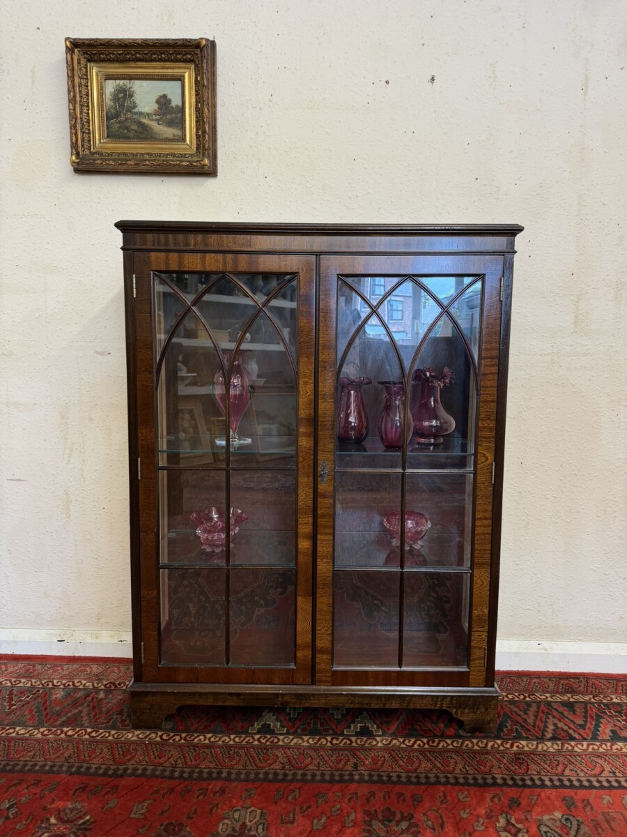 QUALITY FLAME MAHOGANY GLAZED DISPLAY CABINET