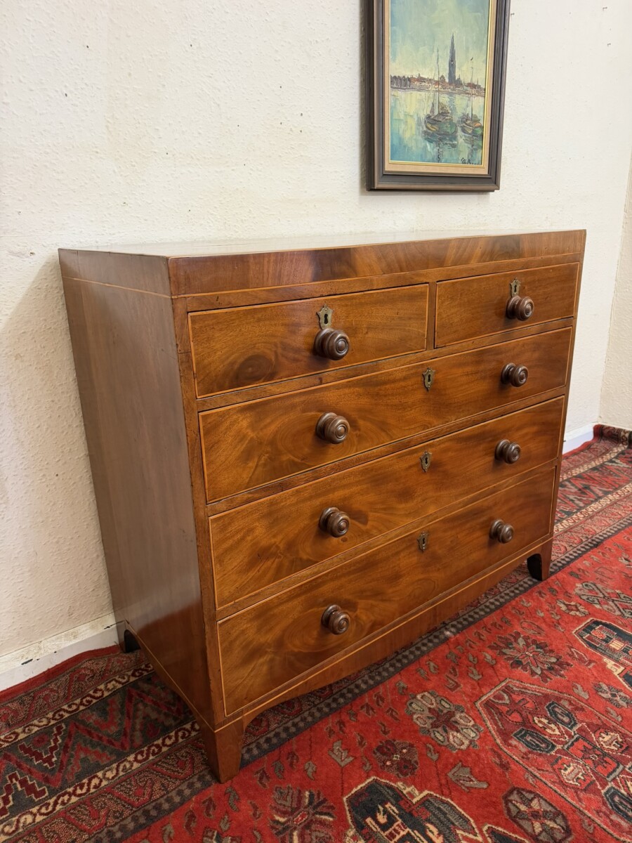 SPLENDID ANTIQUE MAHOGANY INLAID CHEST OF DRAWERS CIRCA 1800 - Image 2