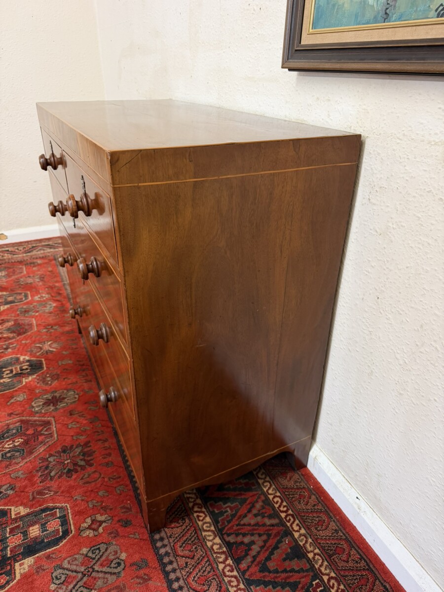 SPLENDID ANTIQUE MAHOGANY INLAID CHEST OF DRAWERS CIRCA 1800 - Image 8