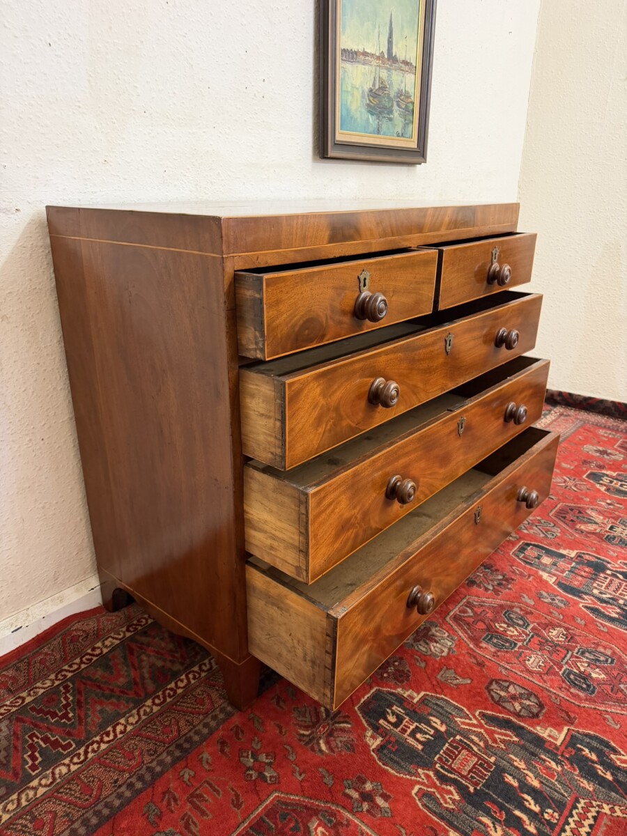 SPLENDID ANTIQUE MAHOGANY INLAID CHEST OF DRAWERS CIRCA 1800 - Image 9