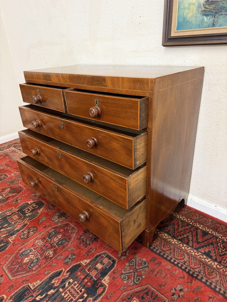 SPLENDID ANTIQUE MAHOGANY INLAID CHEST OF DRAWERS CIRCA 1800 - Image 10