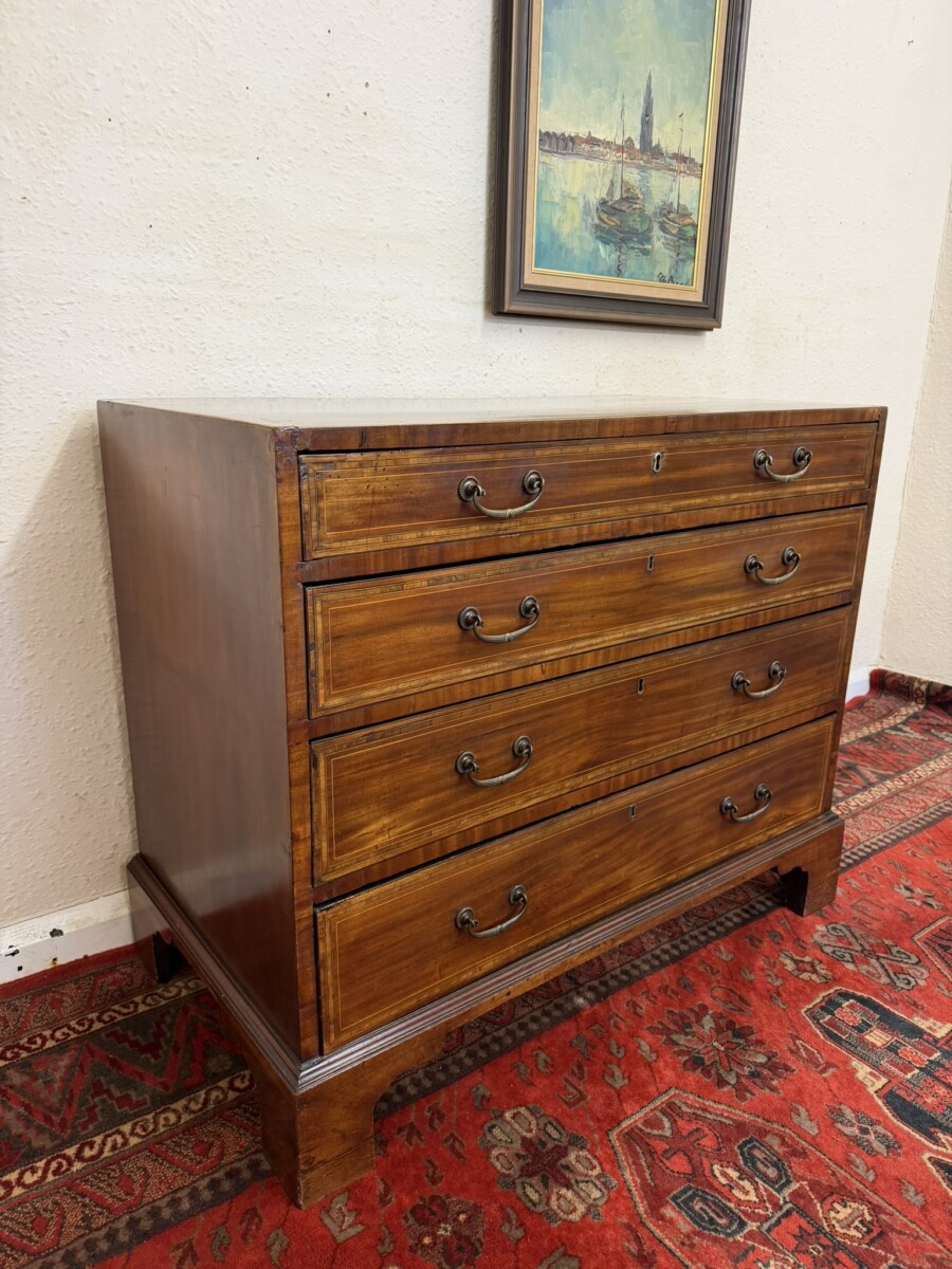 ANTIQUE INLAID MAHOGANY CHEST OF FOUR DRAWERS CIRCA 1800 - Image 2